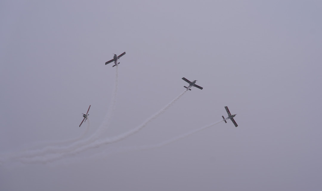 山河四机飞行编队惊艳尧城(太原)国际通用航空飞行大会