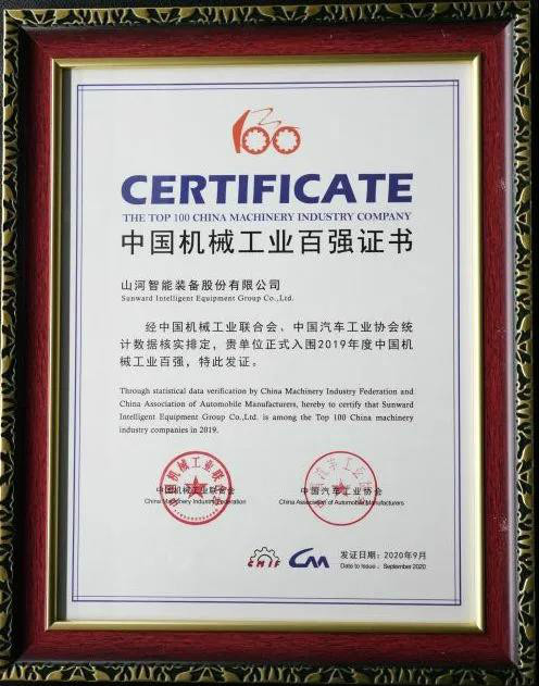 2019年中国机械工业百强发布,山河智能排名52位